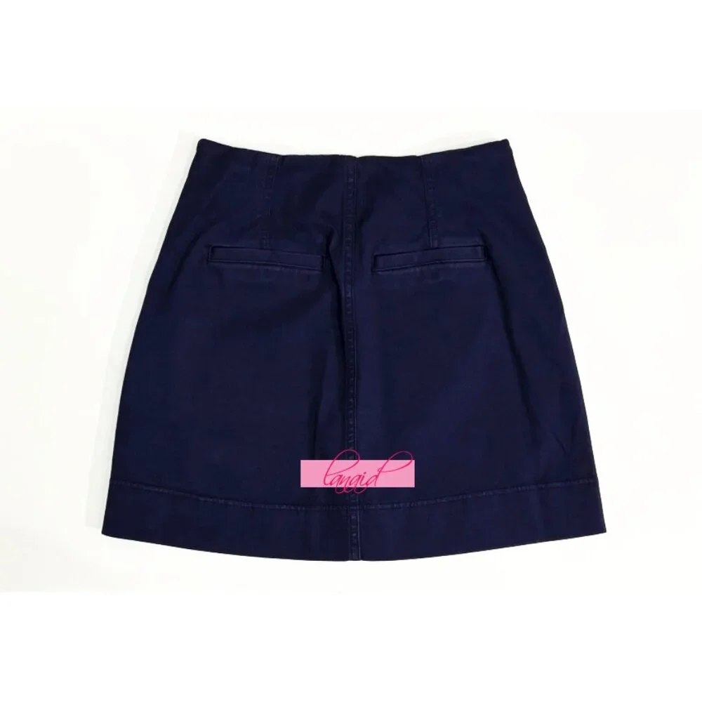 Spanx Stretch Twill Mini Skirt Lapis Blue High-Rise Waist Denim A-Line Stretchy